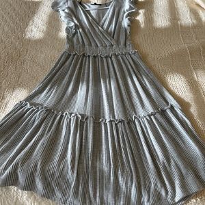 Never worn, super cute, gray and white striped midi dress